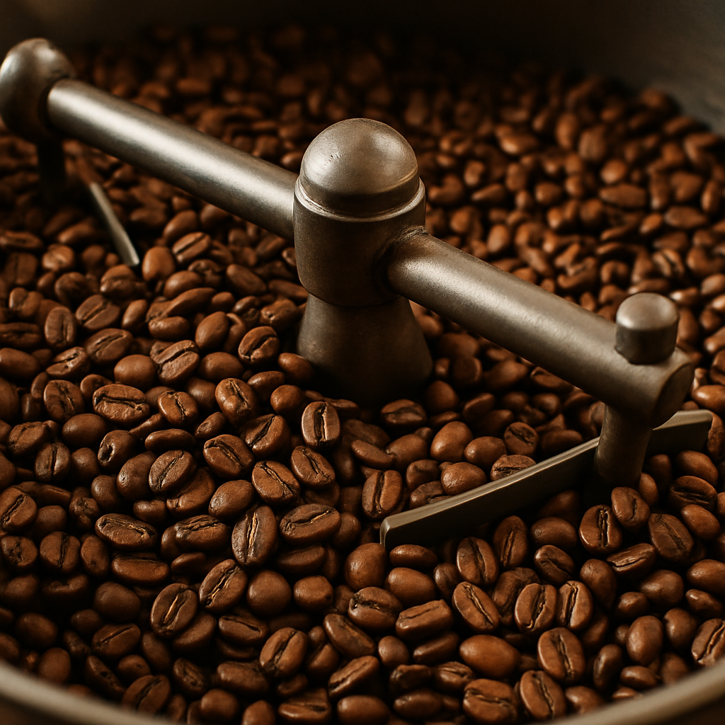 Kaffeebohnen in der Röstmaschine
